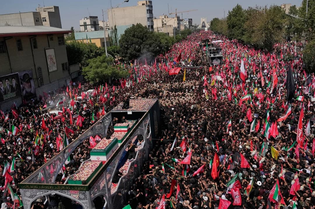 Iran’s supreme leader touts “historic” presence at late father’s funeral