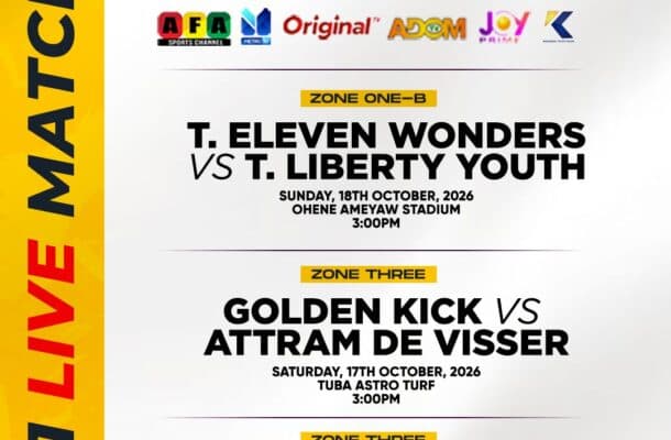 TV schedule for Matchday 5 of 2026/27 UMB Division One League announced