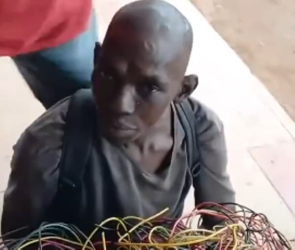 ‘My act was driven by hunger’ - Watch as man begs after he was caught stealing cables