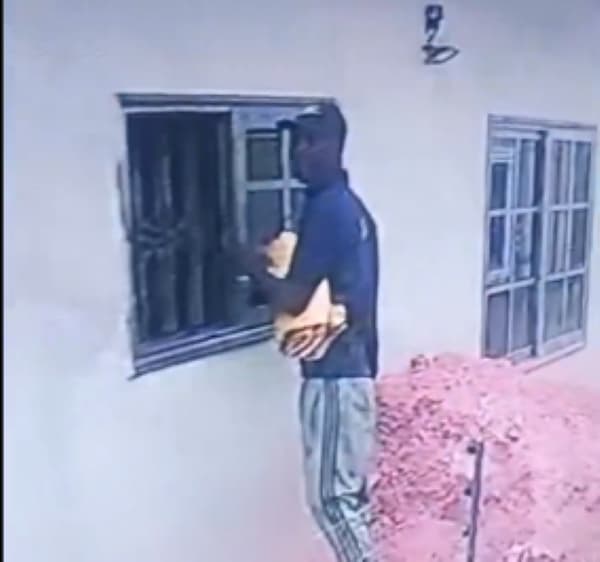 CCTV captures suspected thief removing newly installed glass windows