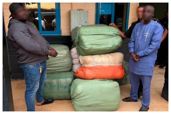 2 arrested over suspected narcotics concealed in fertilizer sacks at Asawase Market