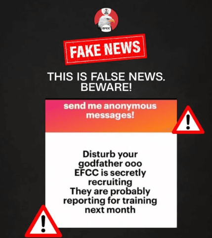 EFCC debunks viral ‘Secret Recruitment’ rumour, urges Nigerians to ignore false claim