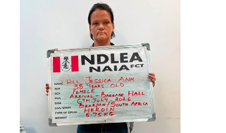 NDLEA arrests South African woman for heroin trafficking