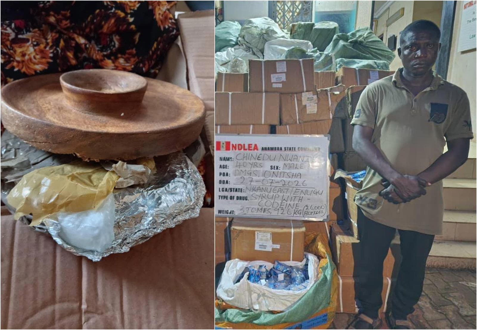 NDLEA Intercepts China, Italy-bound cocaine shipment concealed mortar, backpack