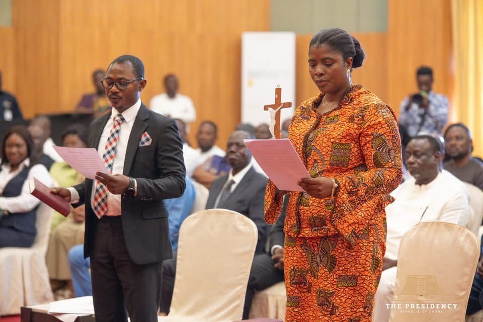 President Mahama swears in new EC deputies, calls for political neutrality
