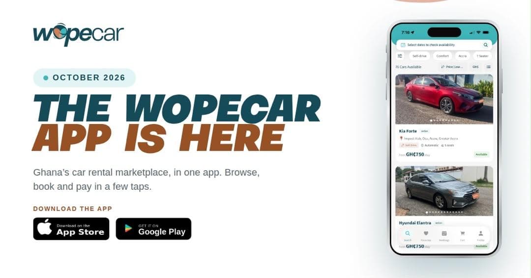 WopeCar launches mobile app as Ghana heads into another record December