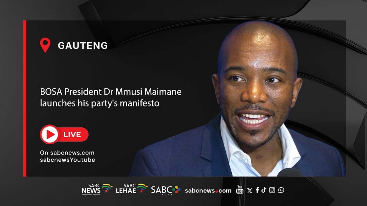 LIVE | BOSA leader Mmusi Maimane launches party’s LGE 2026 manifesto