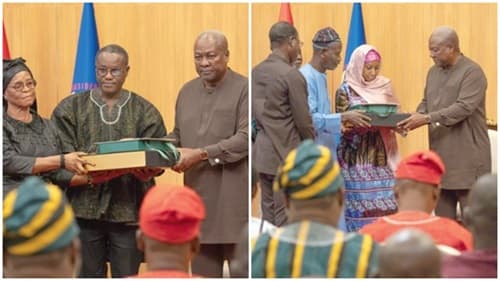 Nation honours fallen heroes with GH¢1m trust fund for families - President Mahama presents compensation,  health insurance, scholarships for relatives