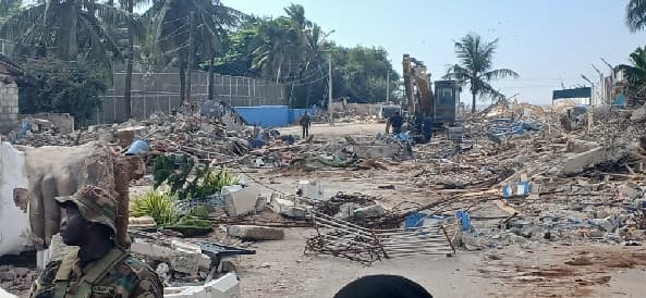 Military begins demolition at La Pleasure Beach as MP Rita Naa Odoley Sowah resists