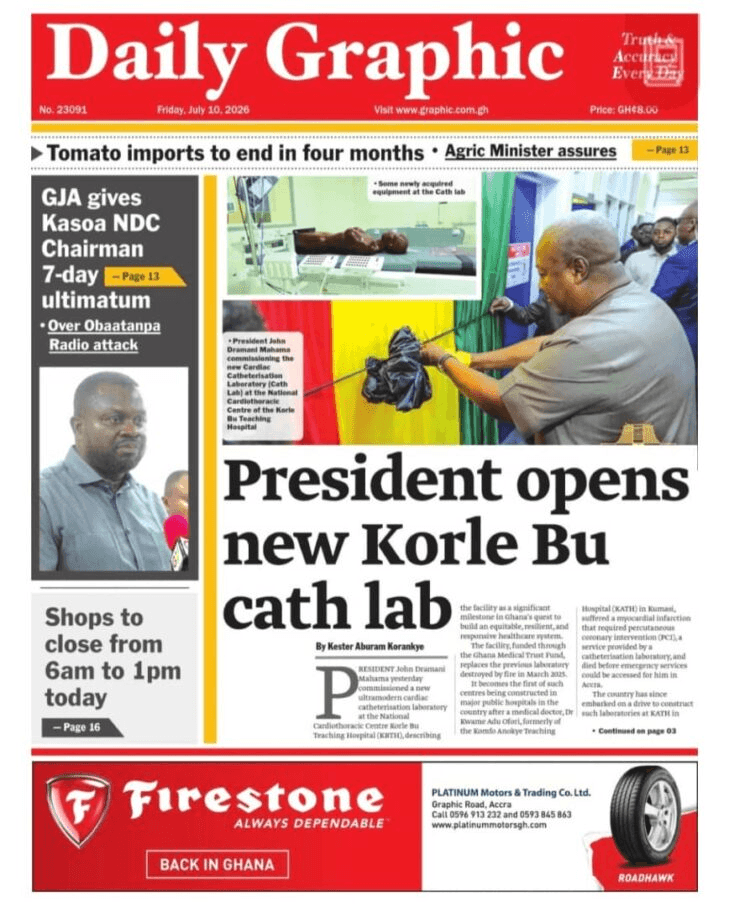 Today’s front pages: Friday, July 10, 2026