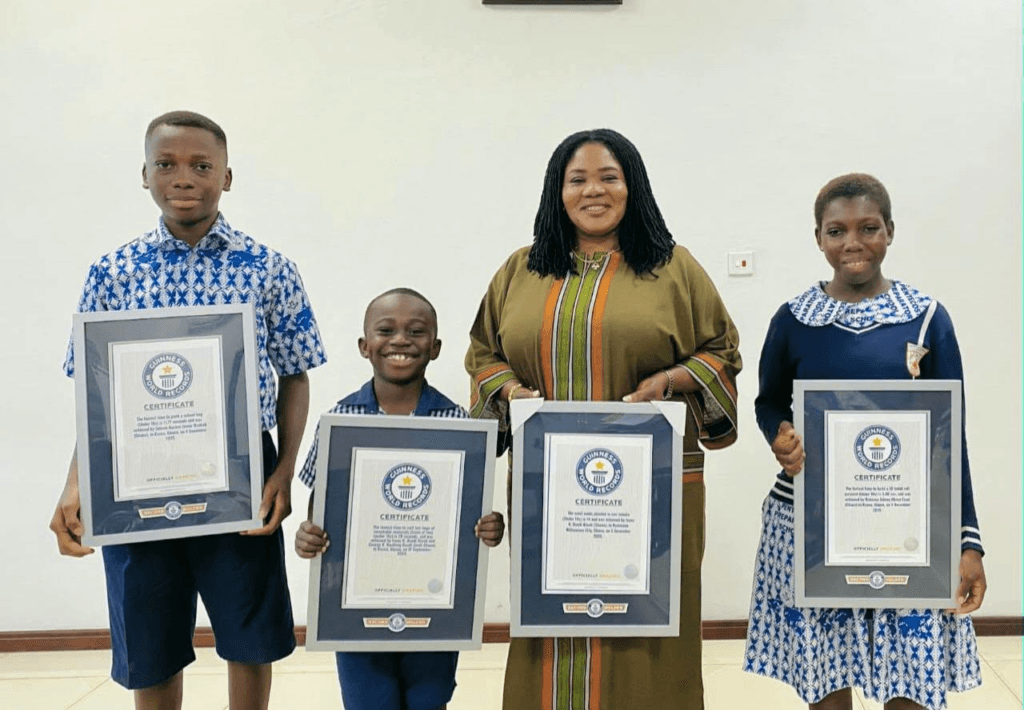 Gender Minister honours 4 young Ghanaian Guinness World Record holders