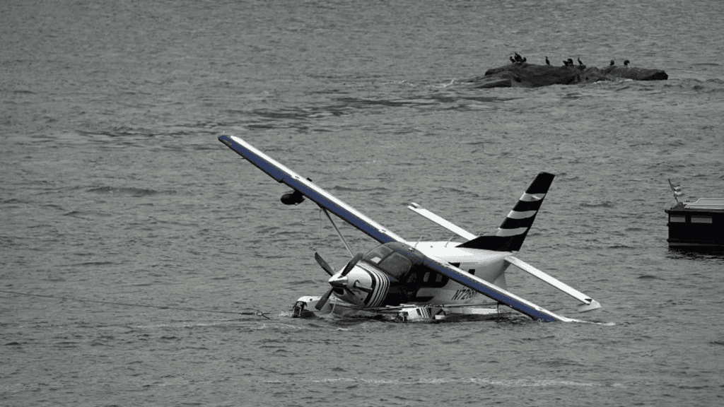 Eight rescued from seaplane that made ‘hard landing’ in Manhattan river