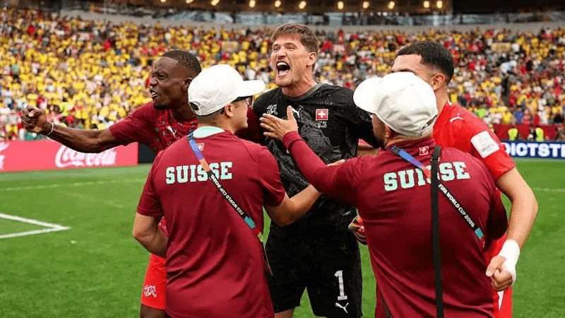Switzerland beat Colombia on penalties to reach quarter-finals