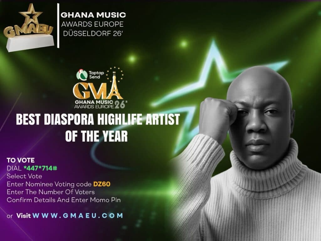 Muzic Mensah earns two Ghana Music Awards Europe nominations