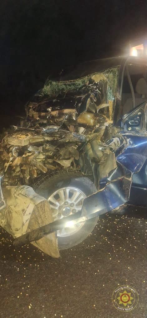GNFS rescues trapped man after Ford F-150 crashes into Kia Rio at Suhum Niifio