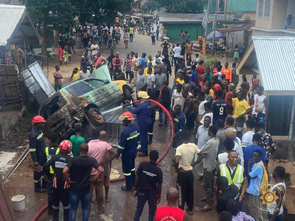 Mazda Demio catches fire during welding work in Suhum