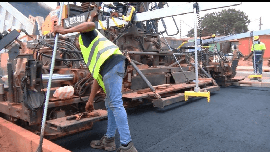 Contractor working on Adenta-Dodowa road incorporates pavement blocks at 17 major intersections