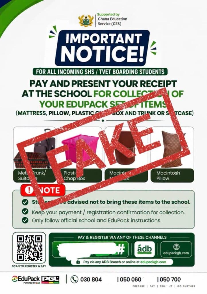 GES disowns fake EduPack notice directing SHS, TVET boarding students to pay