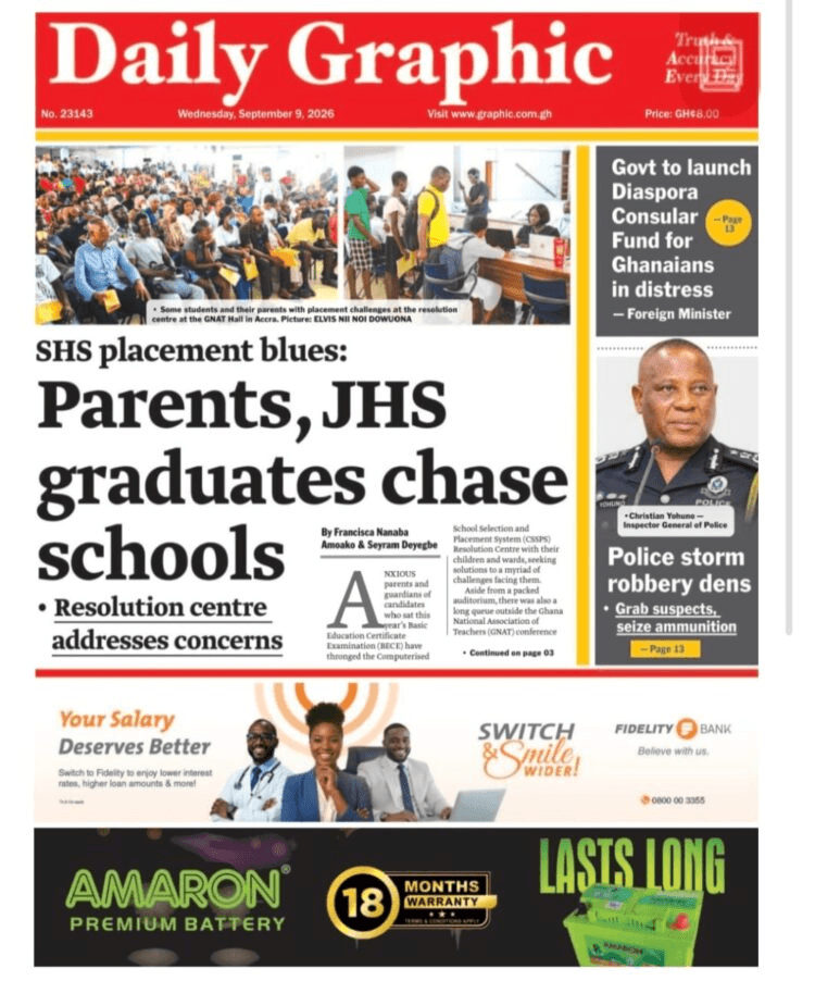 Today’s front pages: Wednesday, September 9, 2026