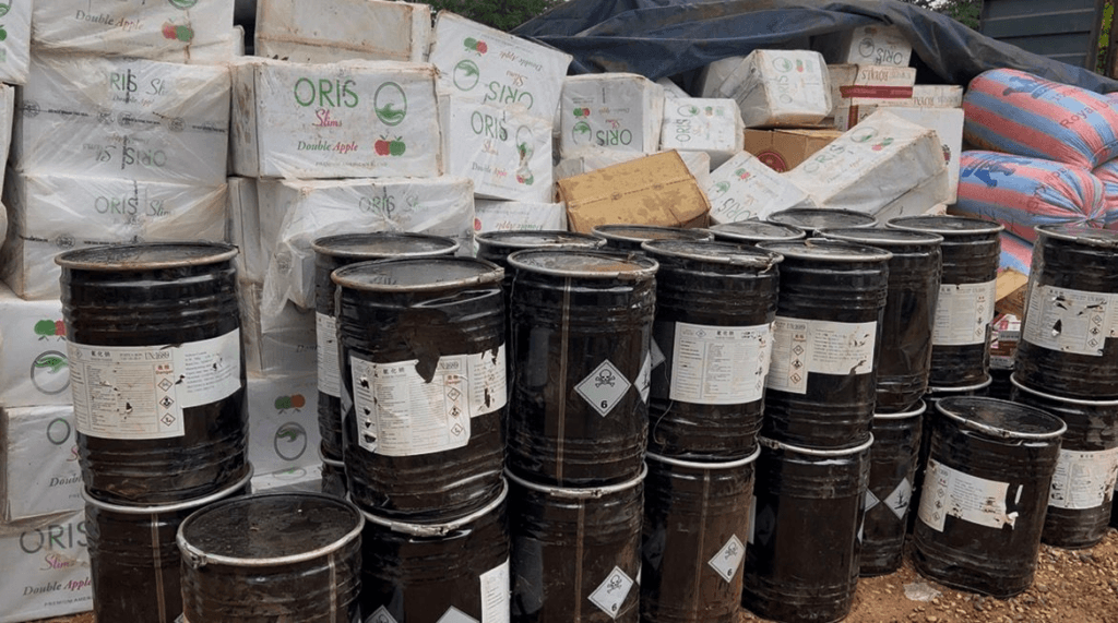 Cyanide, unregistered cigarettes hidden under bags of millet, soya beans in major highway bust in Techiman