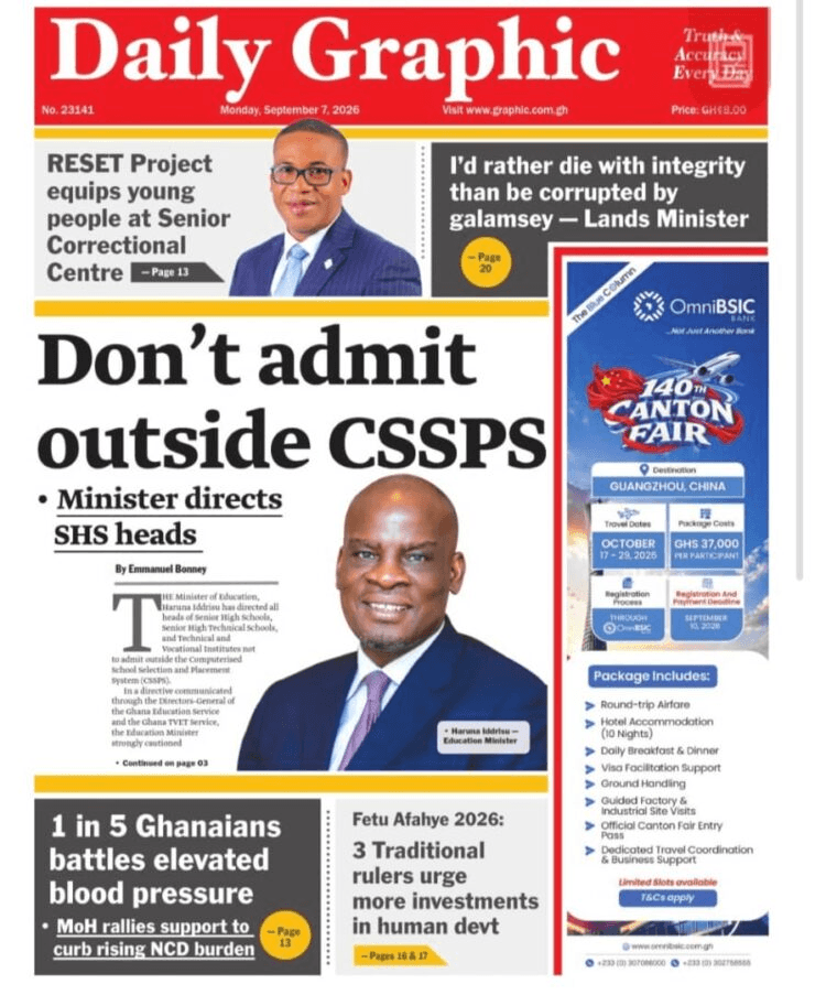 Today’s front pages: Monday, September 7, 2026