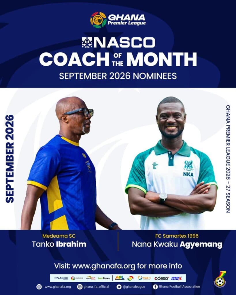 GPL 2026/27: Tanko, Agyemang shortlisted for September Coach of the Month award