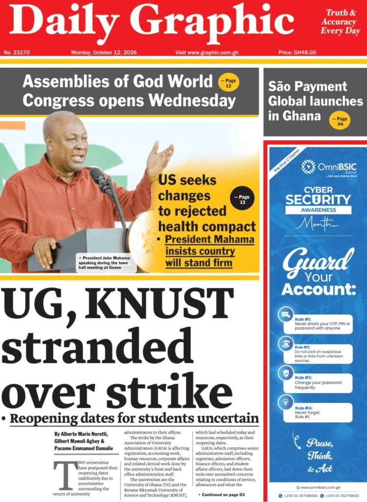 Today’s front pages: Monday, October 12, 2026