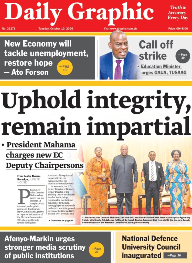 Today’s front pages: Tuesday, October 13, 2026