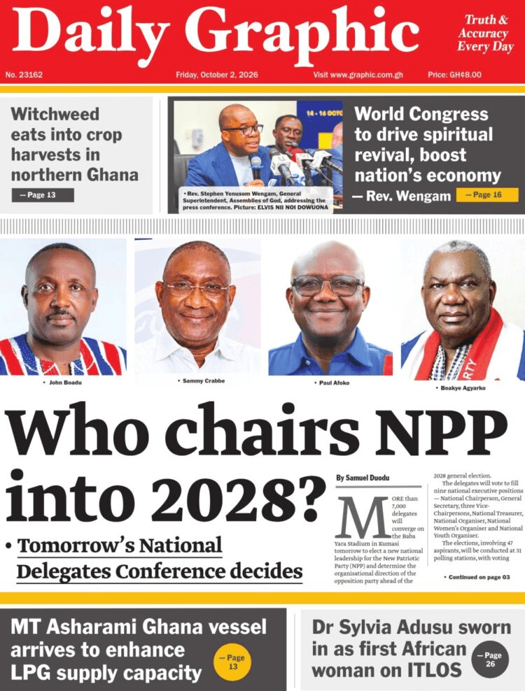 Today’s front pages: Friday, October 2, 2026