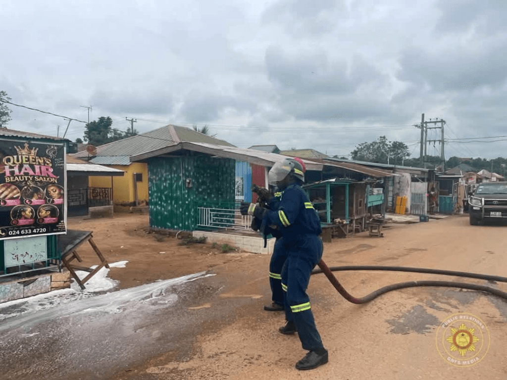 GNFS removes large bee swarm from metal container at Suhum-Okorase