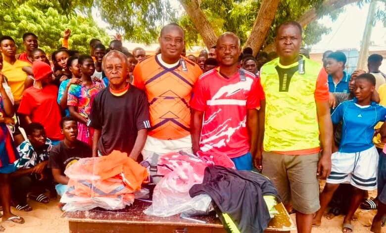 Keta Basic School sports team receives sporting gear from Lom Ahlijah