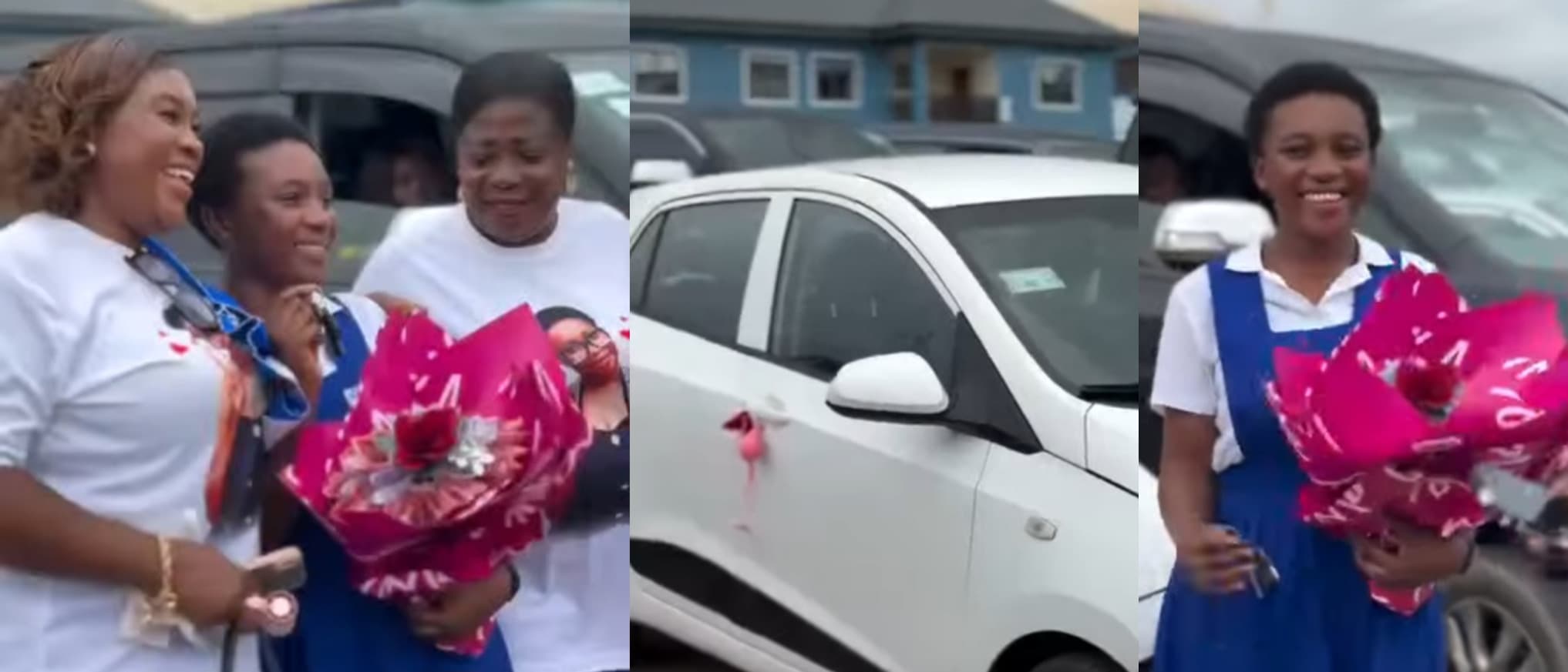 Netizens React In Shock As Ghanaian Parents Gift Their Daughter A New Car For Completing SHS – Watch Video