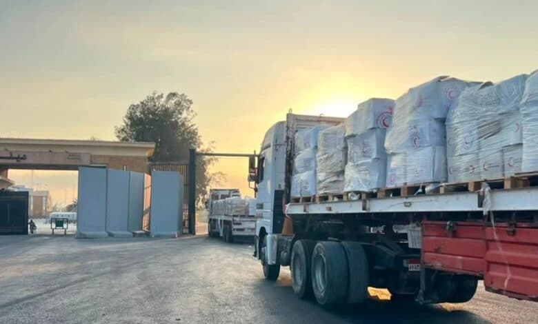 262nd aid convoy enters Gaza via Rafah terminal