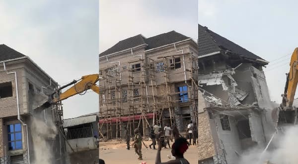 Watch as near-completed multi-storey building is demolished in Elubo
