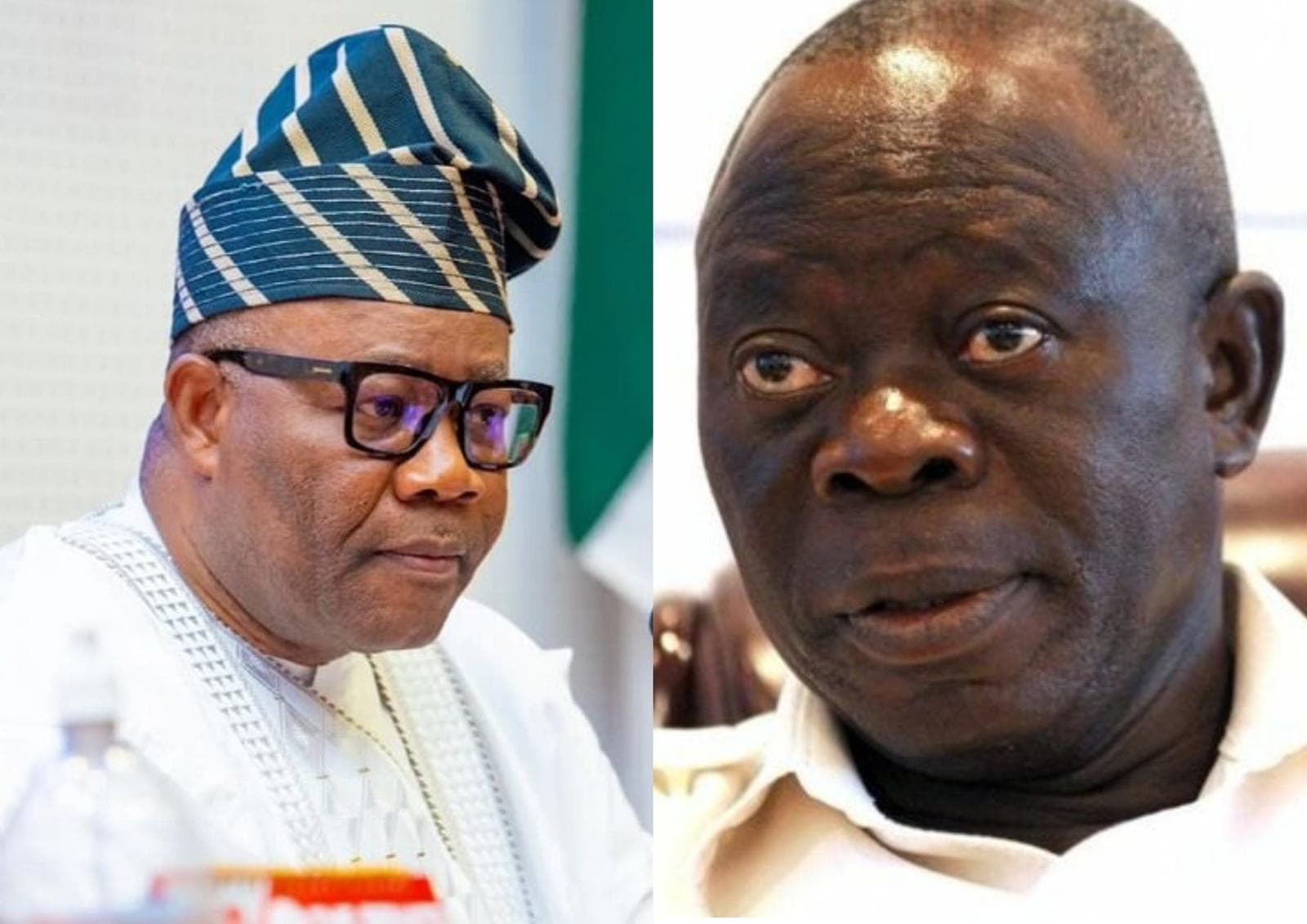 Video: Akpabio teases Oshiomhole over viral ‘private jet leg massage’ video