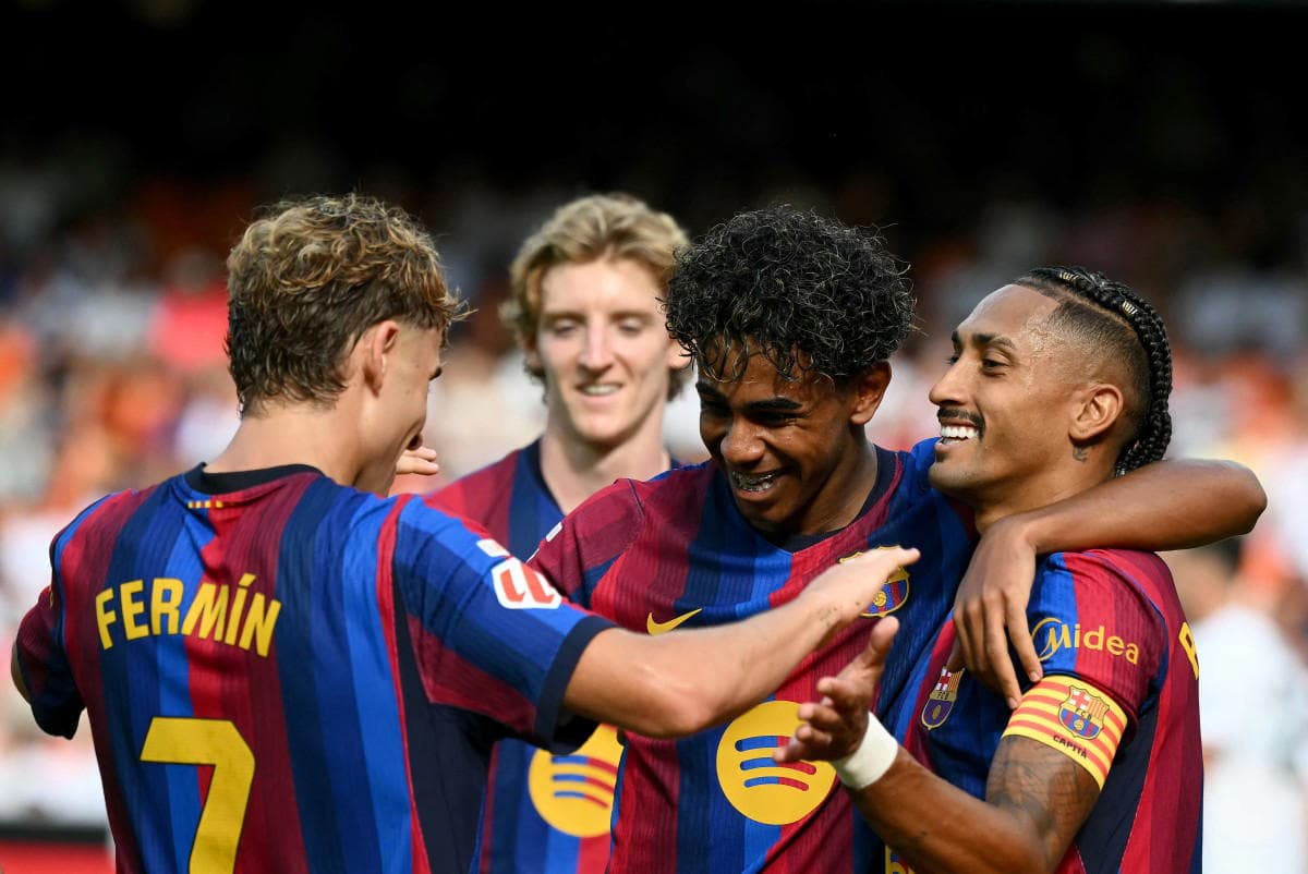 Yamal hits double as Barcelona put 5 past Valencia