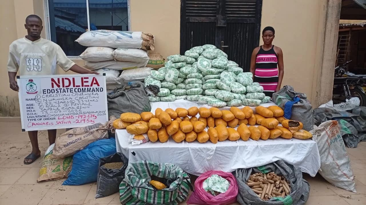 NDLEA arrests couple, seizes 412kg of cannabis