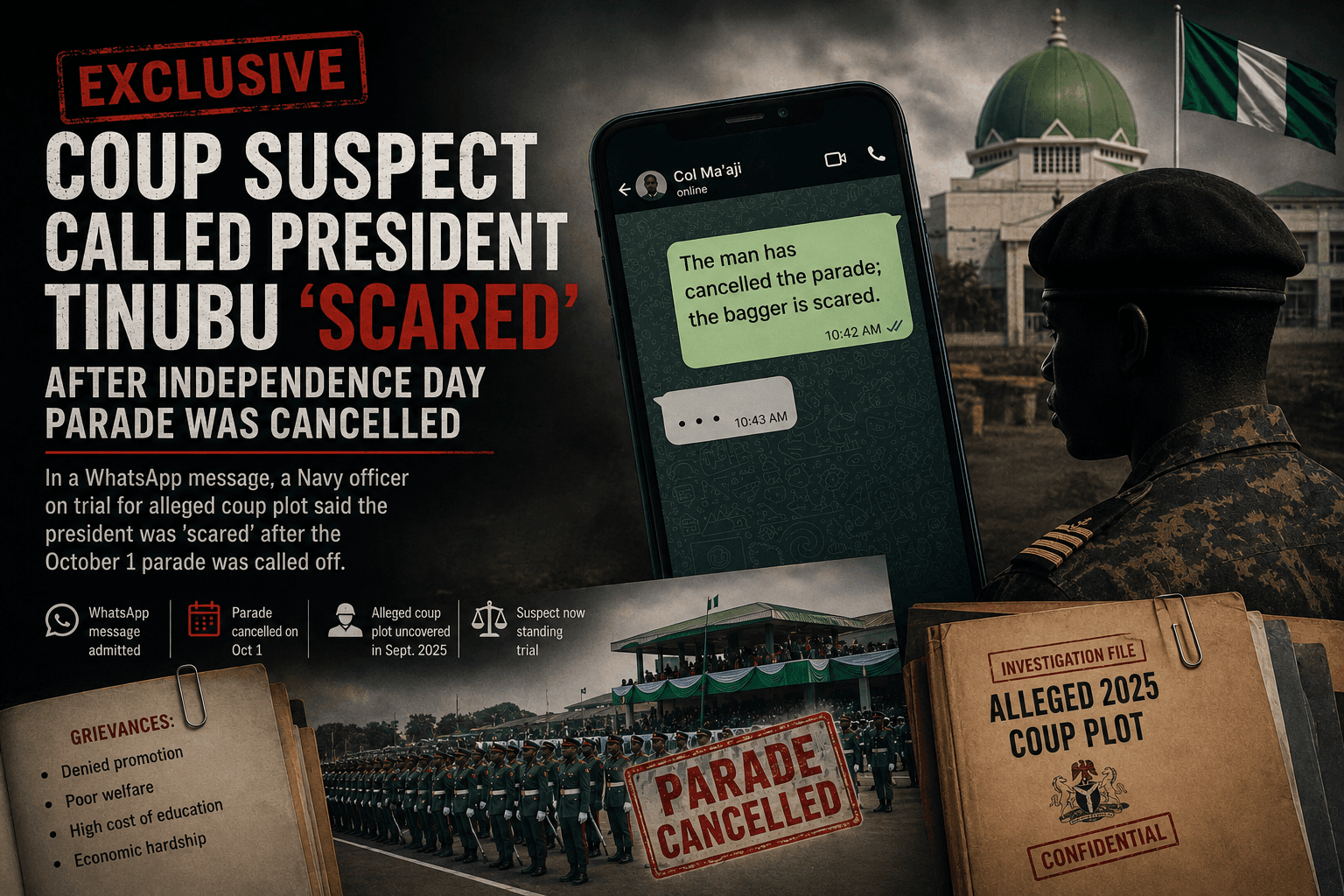EXCLUSIVE: Coup suspect called President Tinubu ‘scared’ after Independence Day parade was cancelled