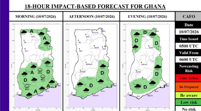 Weather today: GMET warns of reduced visibility and widespread rainfall