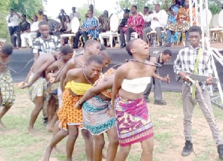Chained and priced like cattle: Pupils re-enact slave trade horrors at Paga