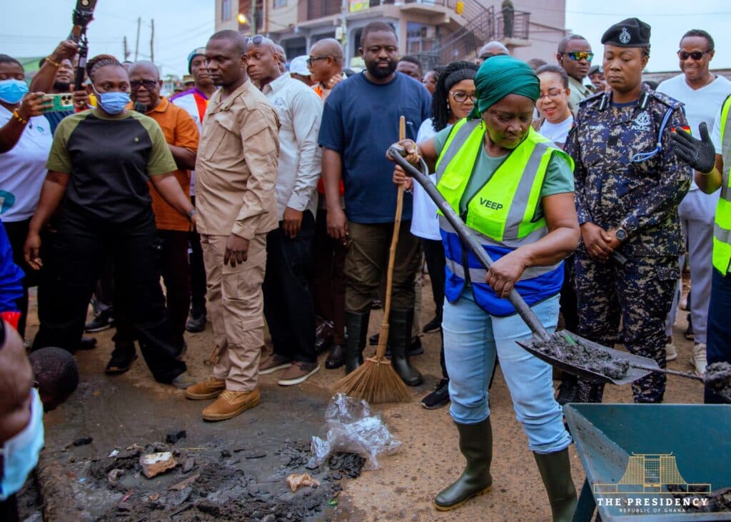 Vice President urges shared responsibility as she joins national clean-up exercise in Nungua