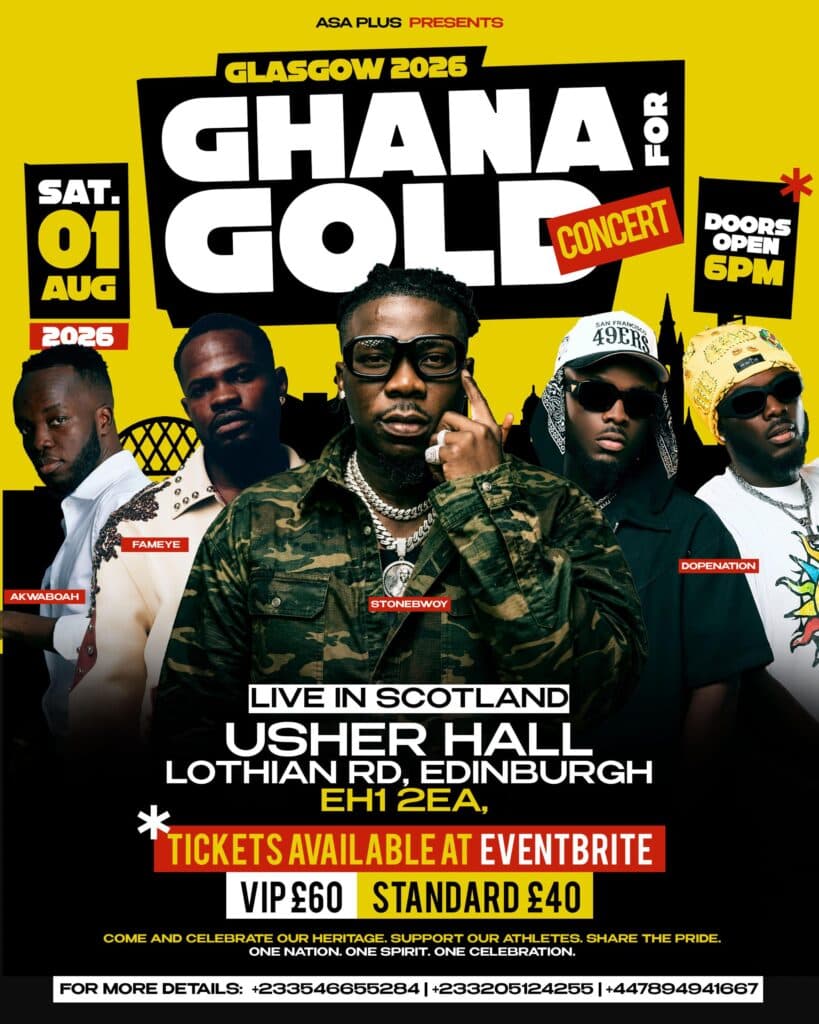 Stonebwoy, Fameye, DopeNation and Akwaboah to headline Ghana for Gold concert in Scotland on August 1