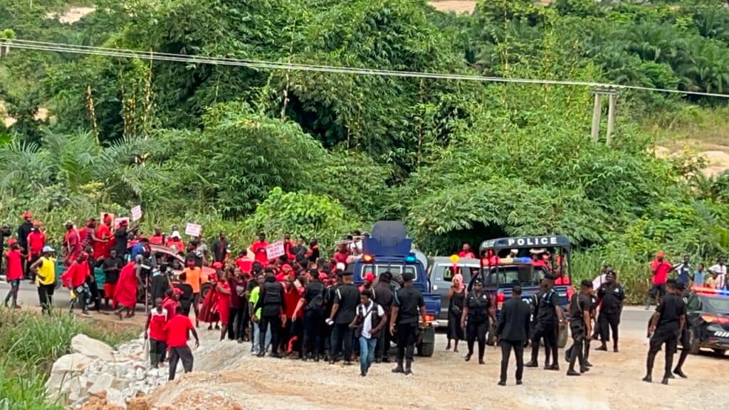Residents of 4 Bekwai communities protest alleged harmful quarry operations