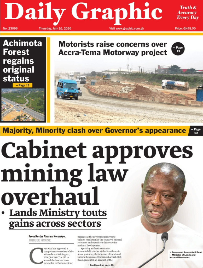 Today’s Front pages : Thursday, July 16, 2026