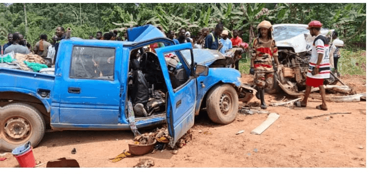 Three killed, 11 injured in head-on collision at Ajumako Kokoben