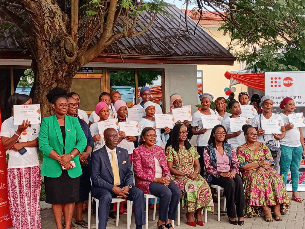 UNFPA Ghana, Prudential Life Insurance graduate 25 former head porters in painting and tiling skills