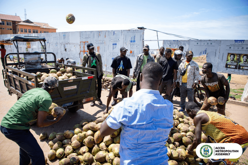 AMA arrests coconut trader for unauthorised use of bus stop as storage facility