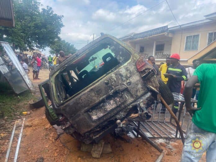 GNFS contains vehicle fire at Suhum Opra Mini Pub
