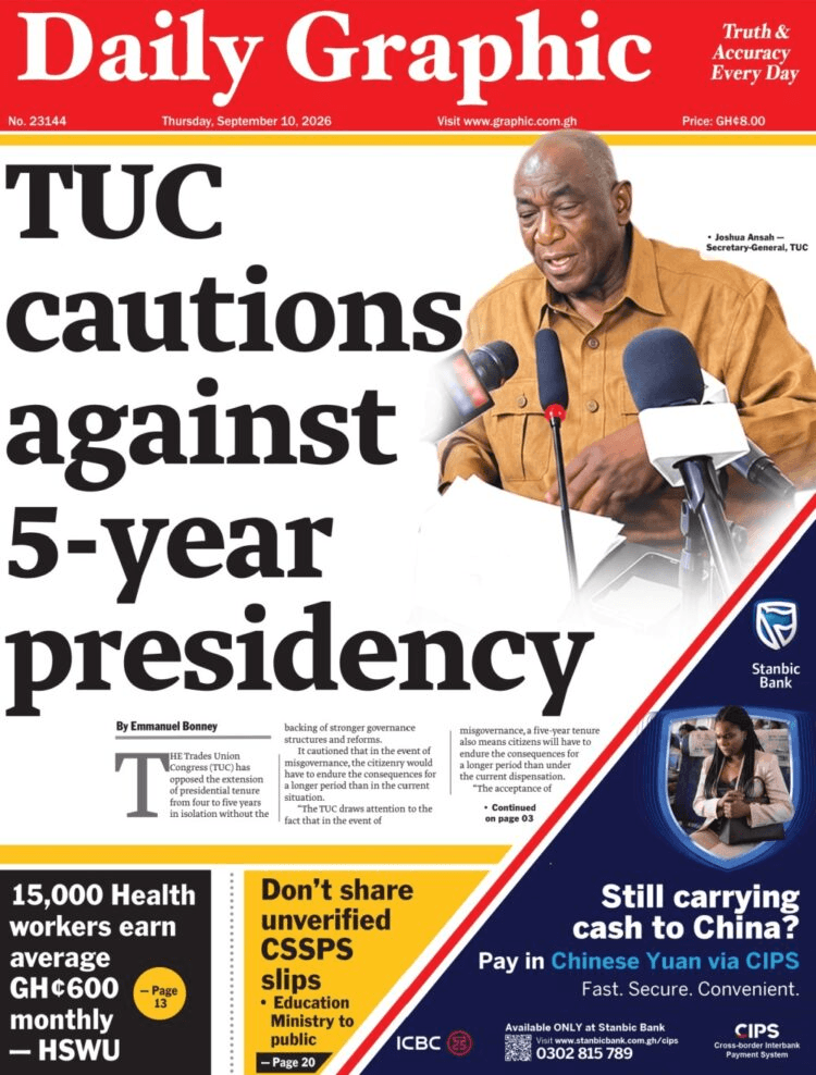 Today’s frontpages: Thursday, September 10, 2026