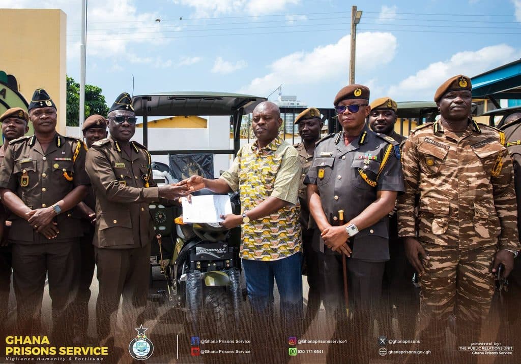 Aboboyaa Company Ltd CEO donates 5 tricycles to Ghana Prisons Service